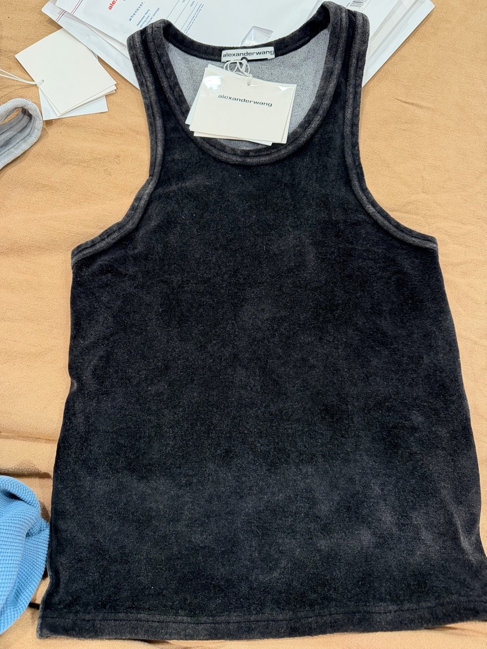 Alexander Wang washed pepper terry tank top in black